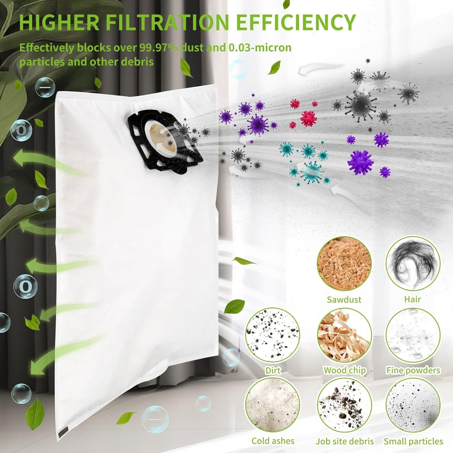 10 pcs vacuum cleaner bags compatible with Kärcher vacuum cleaners wd4 wd5 wd6 mv4 mv5 mv6