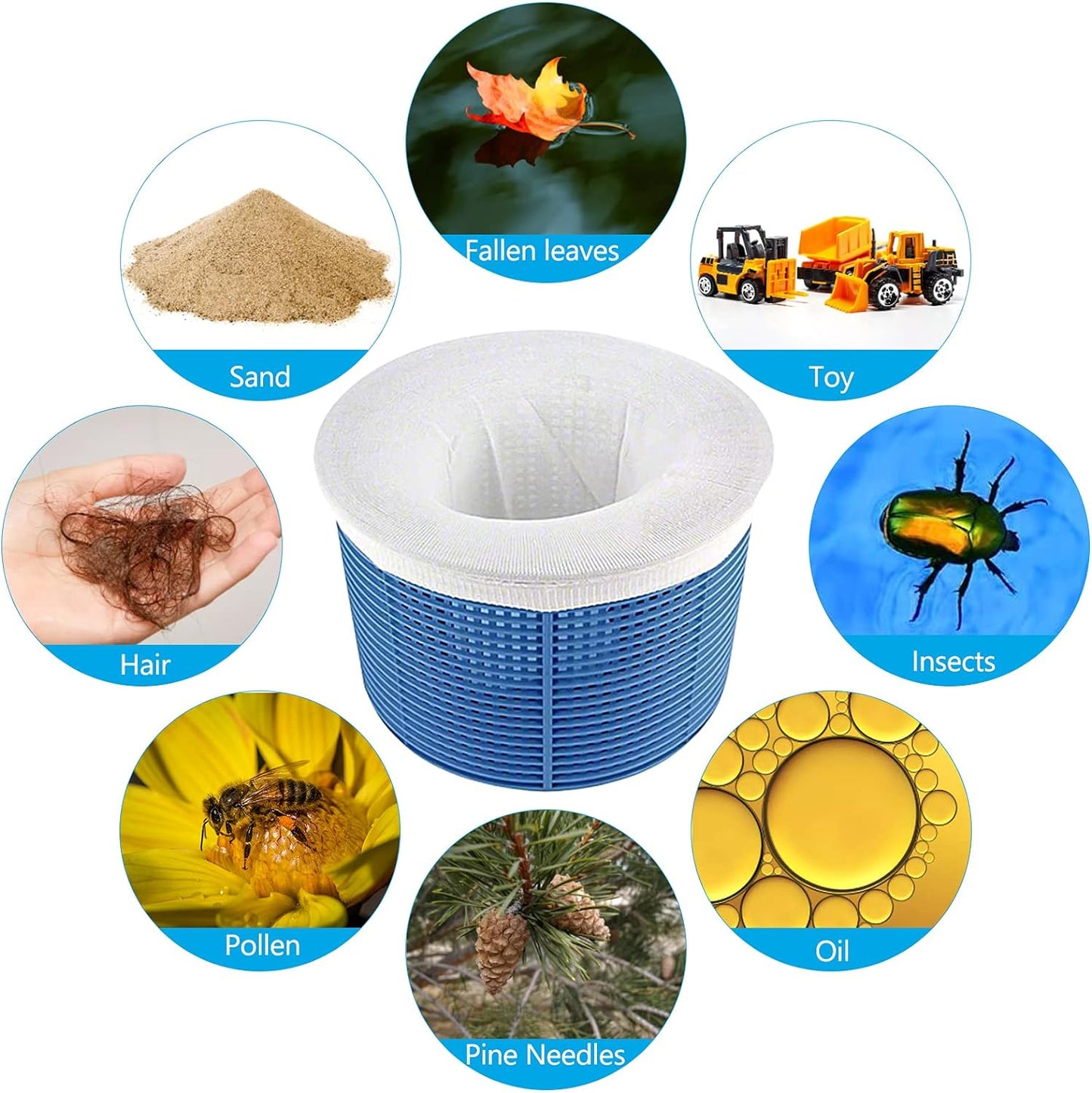 20pcs Pool Skimmer Socks, Pool Filter Socks for Above Ground Pool Skimmer to Catch Leaves, Protect the Pool and Clean It