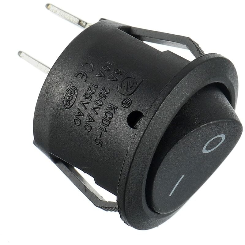 10pcs Black Round Rocker Switches On/Off 2 Pin AC 6A(250V) 10A(125V) SPST Push Button Switch for Car Boat Marine Car Truck Light Household