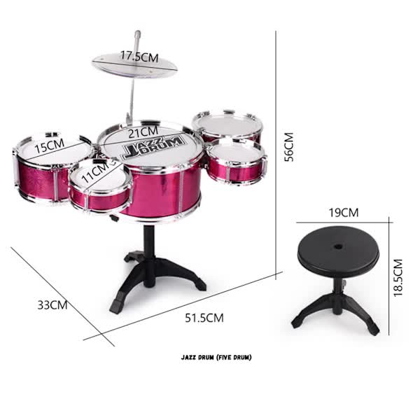 Drum Set for Toddlers Tough Impact Resistant Drums Detachable Drum Instrument Red Oversized Drum Set