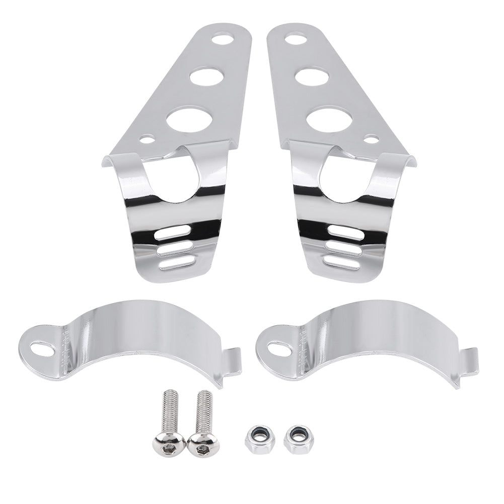 35-43mm Motorcycle Headlight Mount Bracket Fork Tube Clamp Kit Chrome for Chopper Cafe Racer