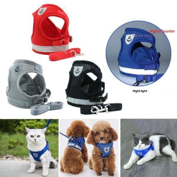 Adjustable Cat & Dog Harness, Black, Size L