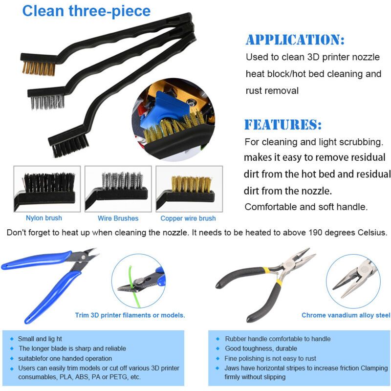 32 Pack 3D Printer Tools and Spare Parts Accessories Kit