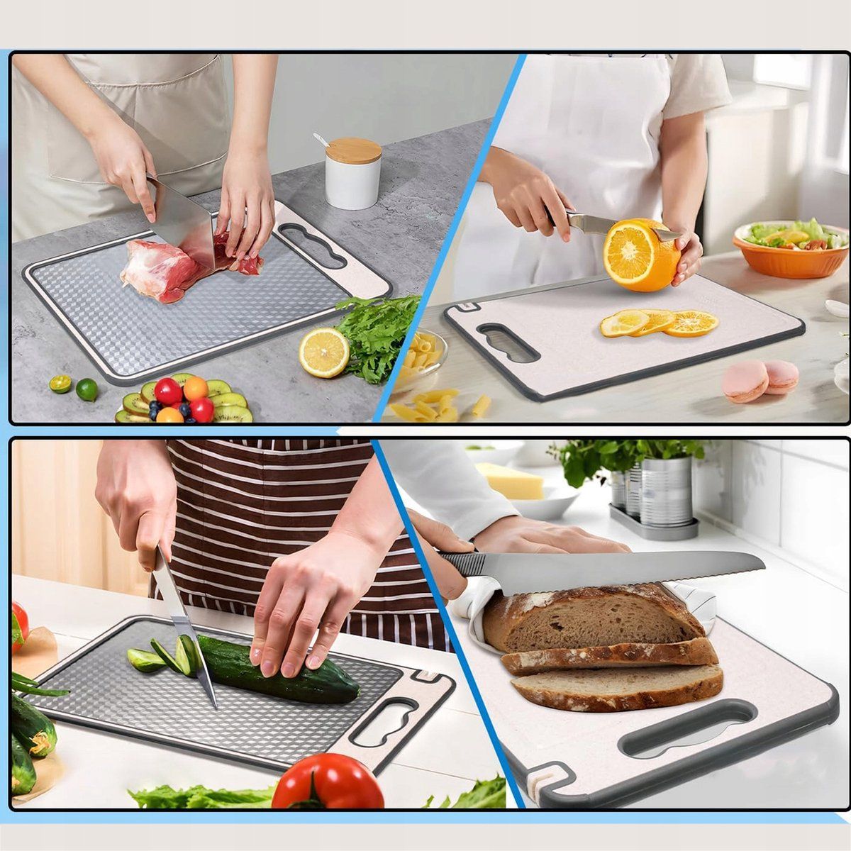 Double Sided Stainless Steel Cutting Board With Non Slip Edge Juice Groove And Built In Knife Sharpener For Meat Vegetables Fruit, 14.37 x 9.84 in