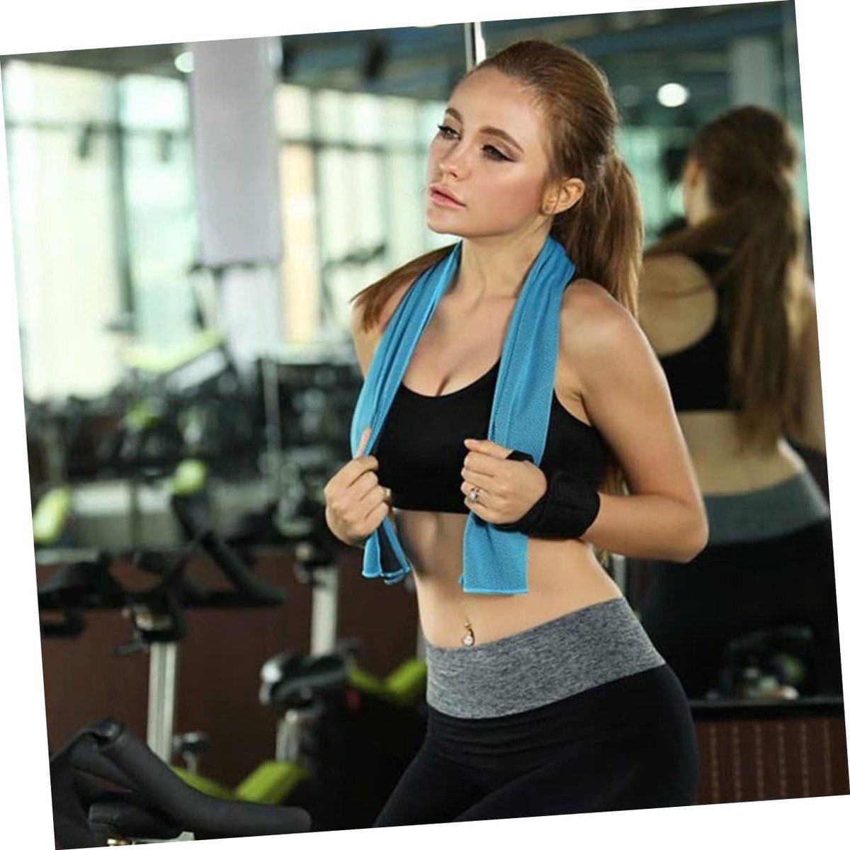 Cooling Towel Instant Cool Breathable Super Absorbent Quick Drying For Sports Gym Running Yoga Camping With Carry Bottle Clip Blue