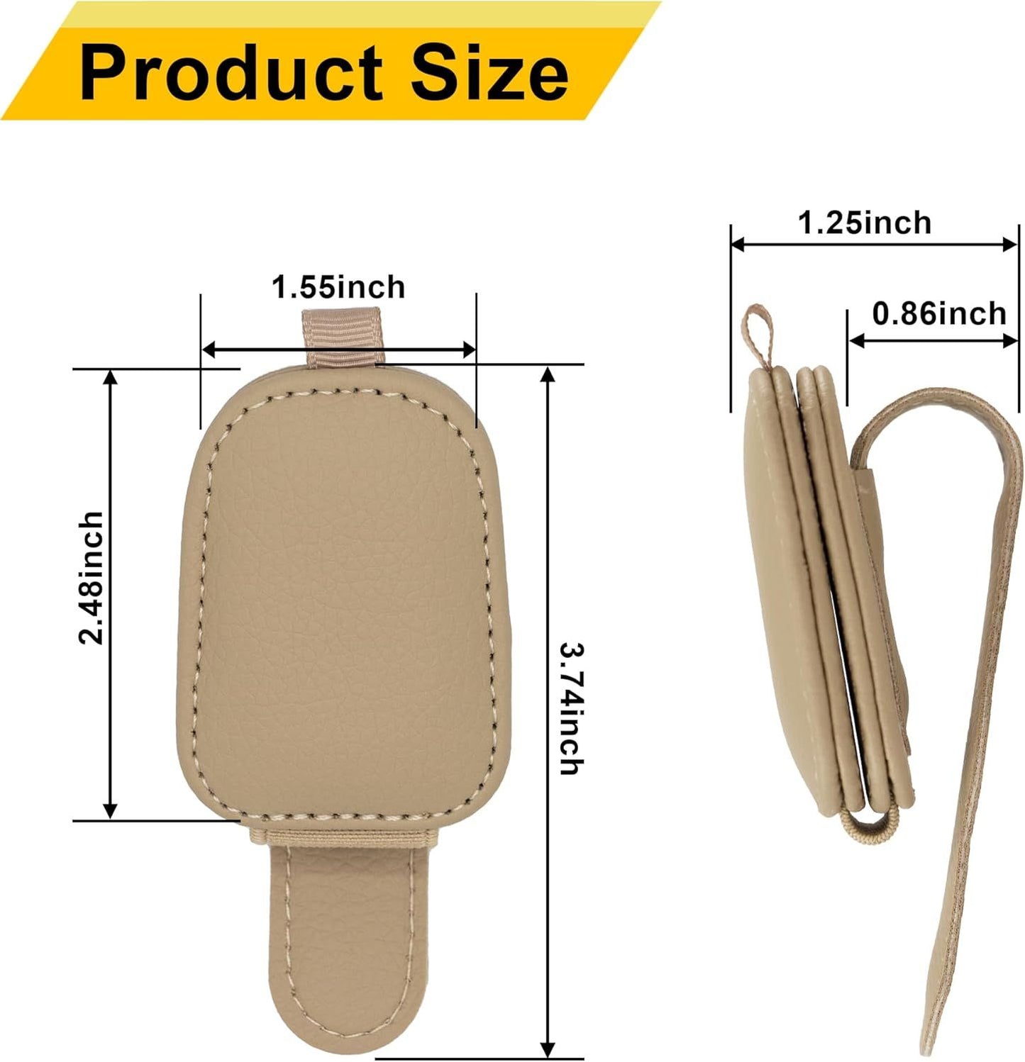 2 Piece Magnetic Sunglasses Holder for Car Sun Visor Beige