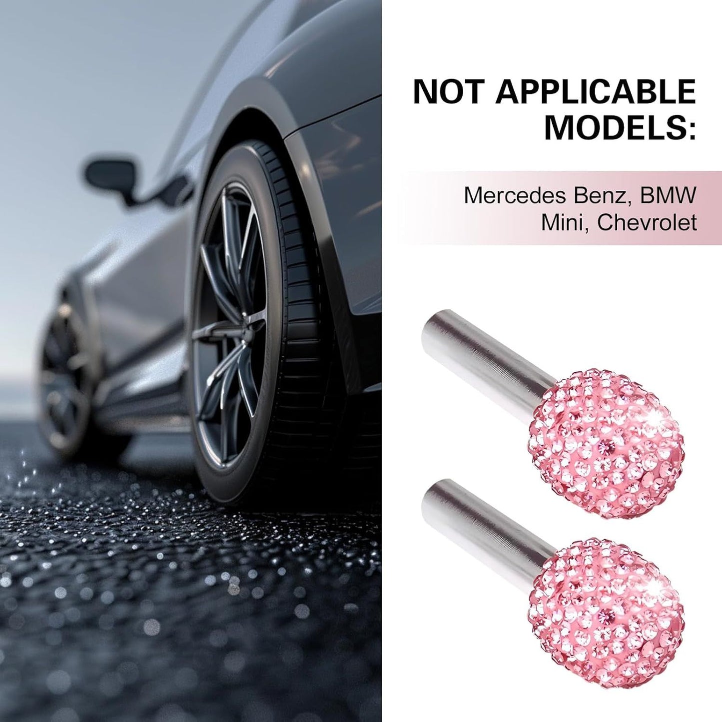4 PCS Bling Car Door Lock Covers, Luxury Rhinestone-encrusted Door Latch Cap, Anti-rust Non-slip Pull Knob Decorative Cover, Universal Sparkly Interior Modification for Most Cars (Pink)