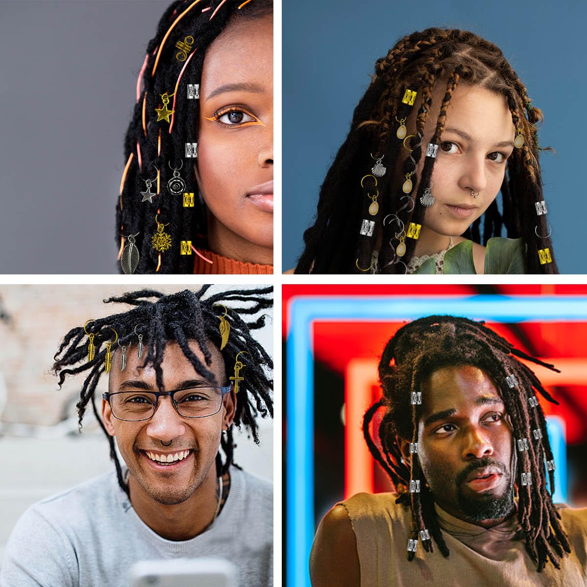 220Pcs Hair Beads Jewelry Braid Accessories Clips Dreadlocks Braiding Cuffs Metal Coils Rings Women Butterfly Gold Jewels Pendants Charms Decoration