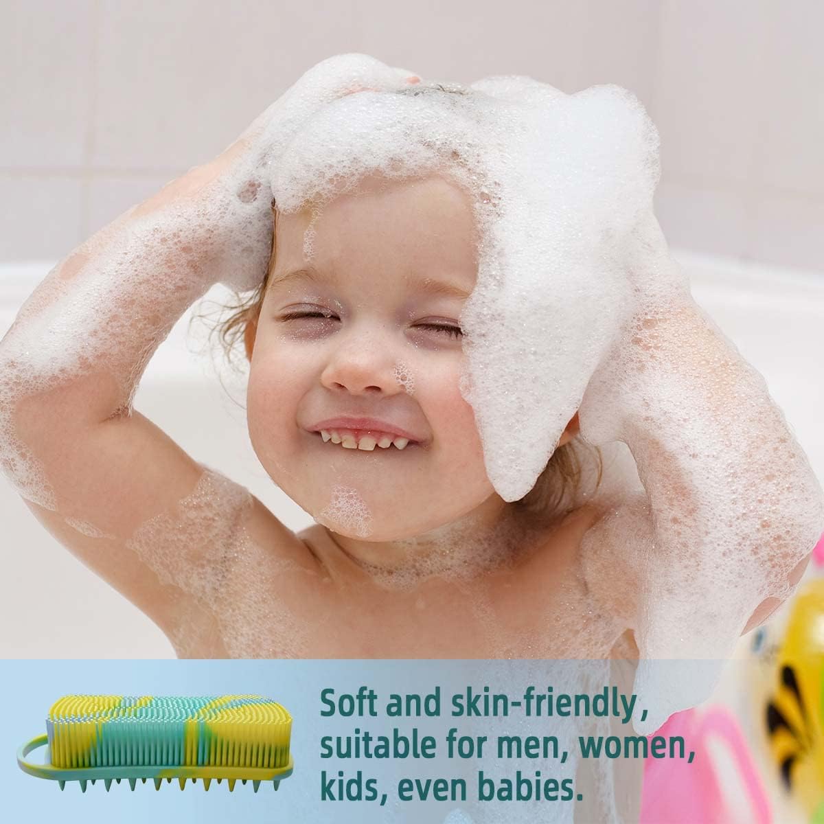Silicone Body Scrubber Soft Brush for Use in Shower Gentle Exfoliating Loofah Scalp Massager 2 1 Bath and Shampoo Women Men Lathers Well Easy to Clean (Camouflage Green)