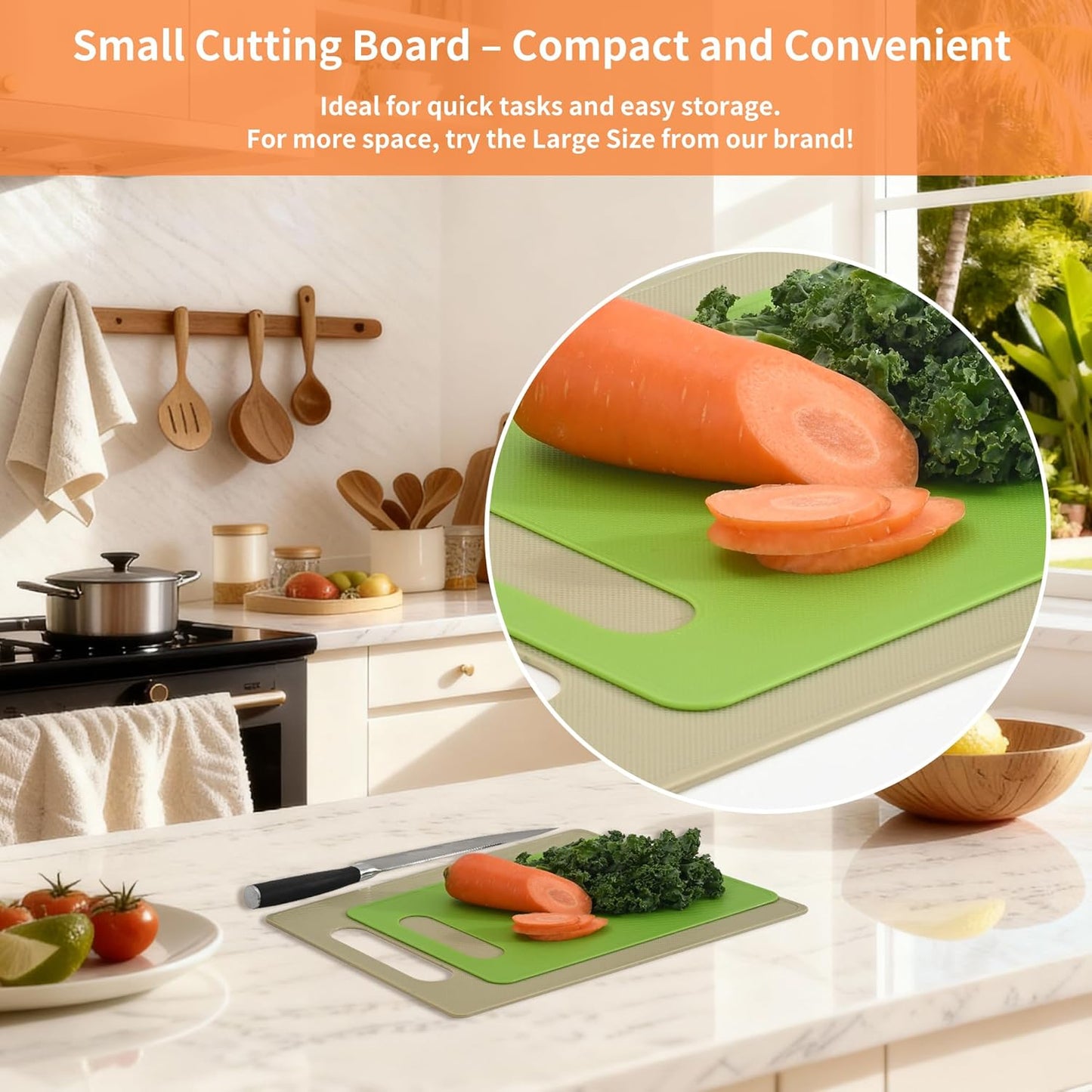 Plastic Cutting Board Set, 3 Pack Small Chopping Boards for Kitchen, BPA-Free, Dishwasher Safe, Color Coded Pads Meat Vegetable Fruit, Easy Grip Handle, Non-Slip, Space Saving 11.4"L x 7.5"W 0.08"Th