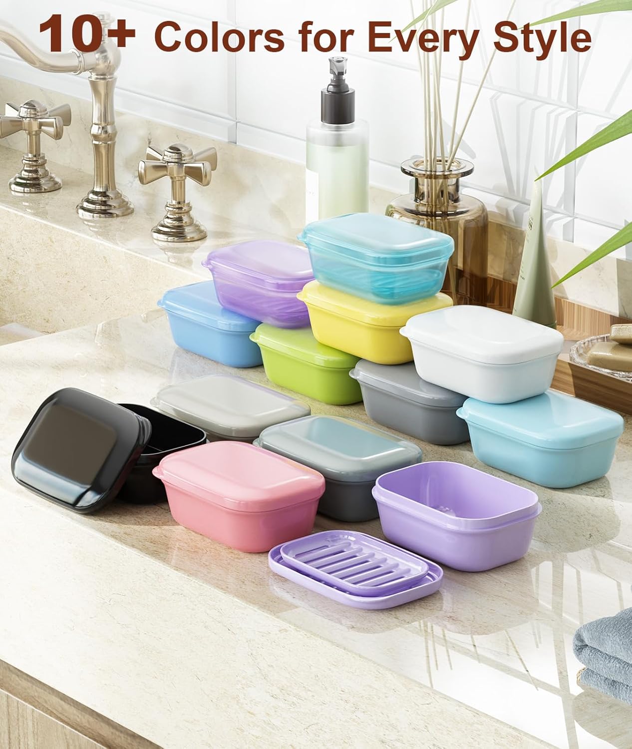 Leakproof Soap Holder 1 Pack, Travel Soap Container with Lid, Travel Size Toiletries, Portable Bar Soap Holder, Soap Box, Soap Dish for Traveling, Camping, Gym, Bathroom, Black