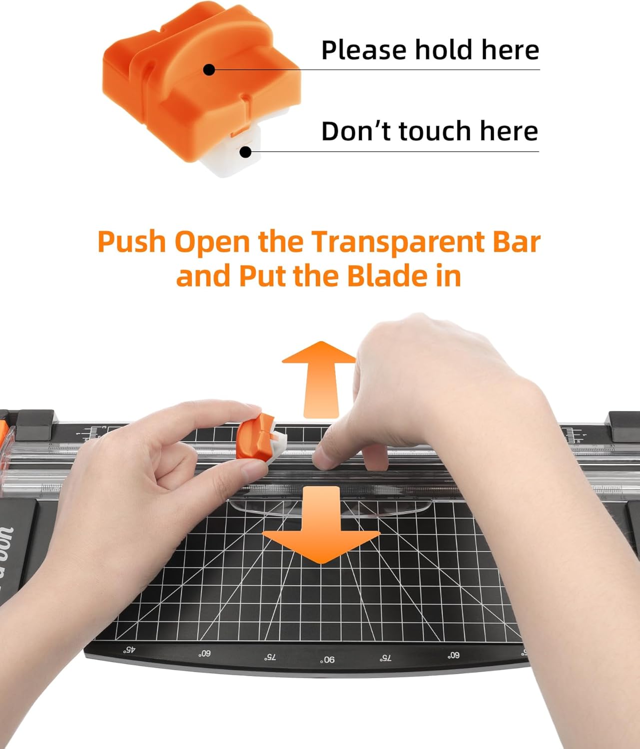 2Pcs Refill Blades for A4 A5 Paper Cutter, Spring-Loaded Safeguard Design Replacement Blade for Paper Trimmers (Orange)