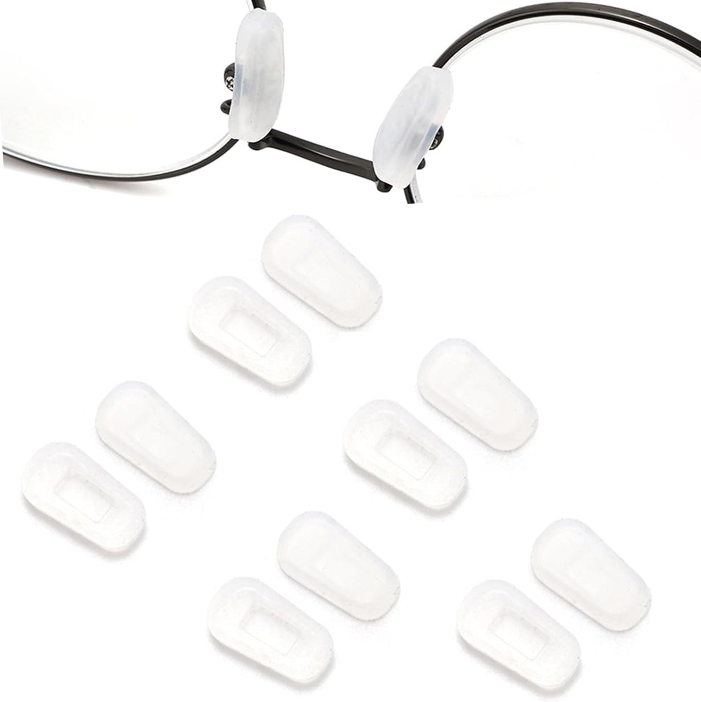 Eyeglass Nose Pads Covers Slip-on Silicone Glasses Nose Pad Anti Slip Soft Nose Pads for Eyeglasses Repair Kit(5 Pairs), Clear/S