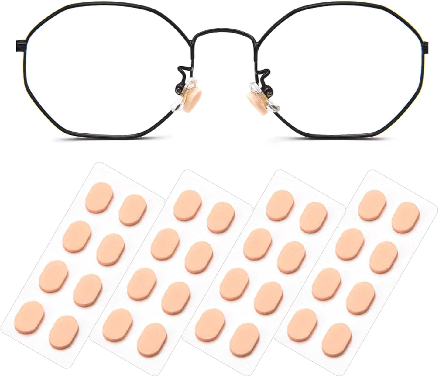 16 Pairs Eyeglass Nose Pads Foam Nose Cushion Anti Slip Adhesive Adjustable Nose Pads for Glasses Eyeglasses Stick on Plastic Frames Skin Color 1.5mm