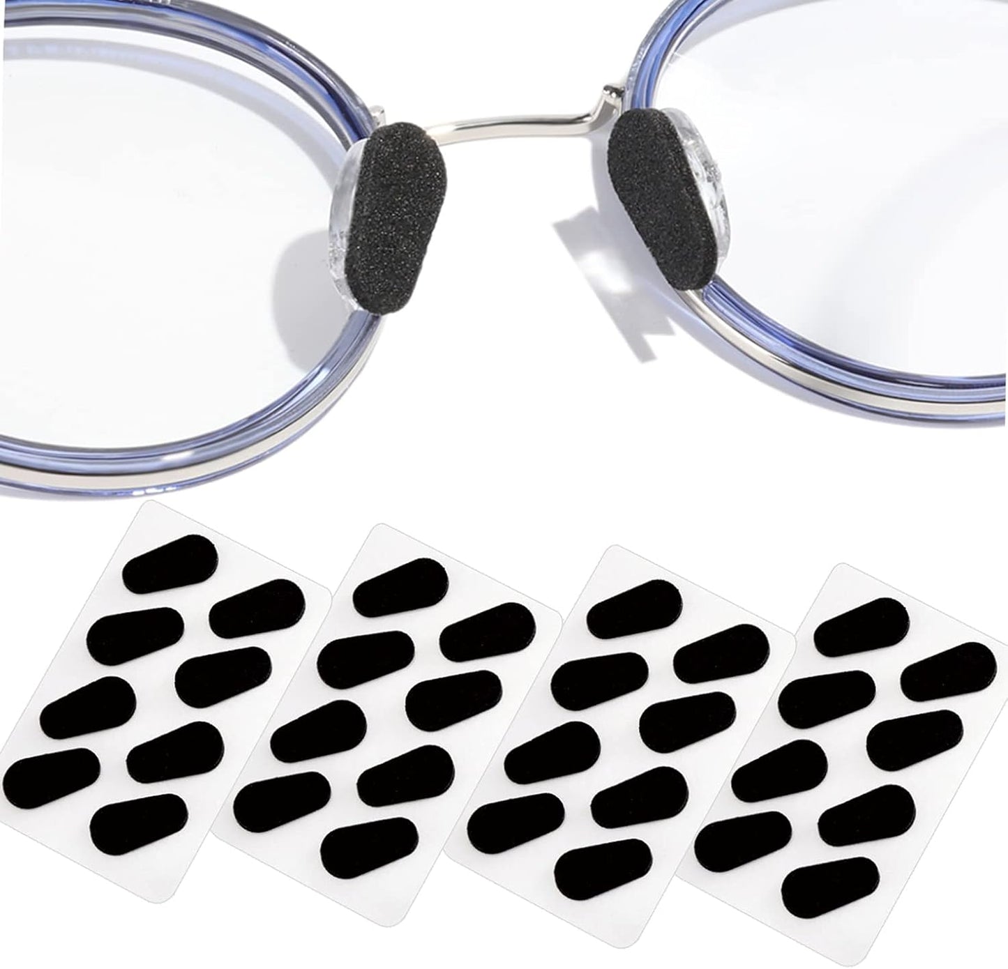 Nose Pads Self Stick Foam Eye Glass Nose Pads Anti Slip Eyeglass Nose Pads for Sunglasses Glasses Children's Glasses 16 Pairs (Black Color/1mm)
