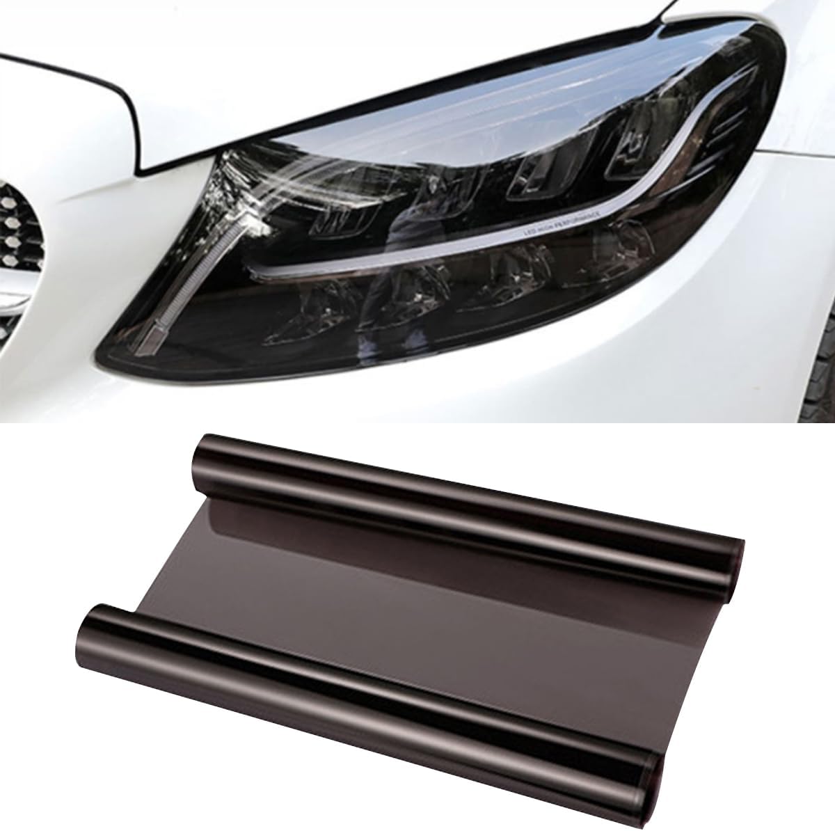 11.88×48 Inches Car Light Self-Adhesive Tint Film Brake Light Headlight Tail Light Fog Light Car Vinyl Wrap Protector Film Auto Modification Cover for Cars, Trucks, SUVs,(Car Light Tint Film)
