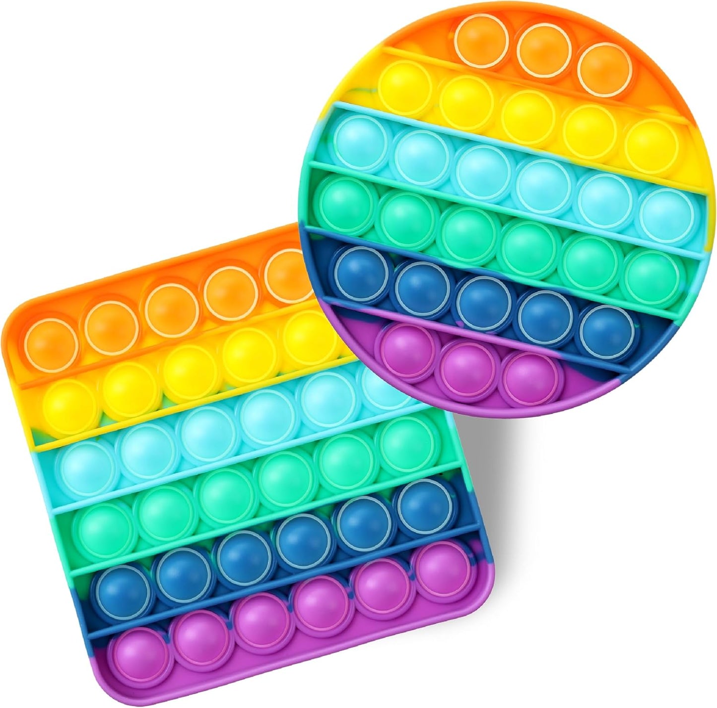 - Pop Fidget Sensory Toys, 2 Pack, Circle & Square Shapes, Sensory Stress Relief Squeeze Toys for Kids & Adults, Silicone Bubble Popping Game for Anxiety, Fun