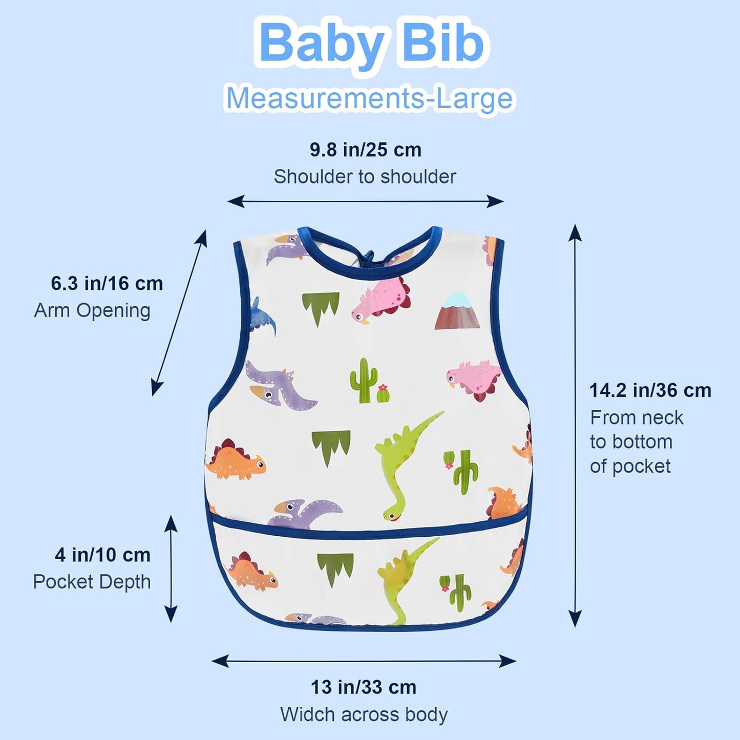 Waterproof Baby Bibs for Eating, Mess Proof Toddler Feeding Bibs for Girls Boys 