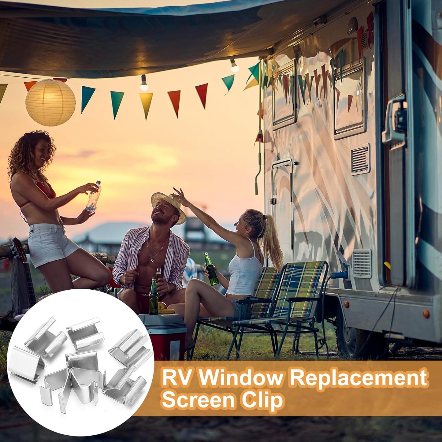 8 Pcs RV Window Replacement Screen Clips Screen Installer Clips Screen Retainers Clips RV Roll Form Screen Spring Bail for Replacing Clips on RV Window Screens Repairing Screen Frames