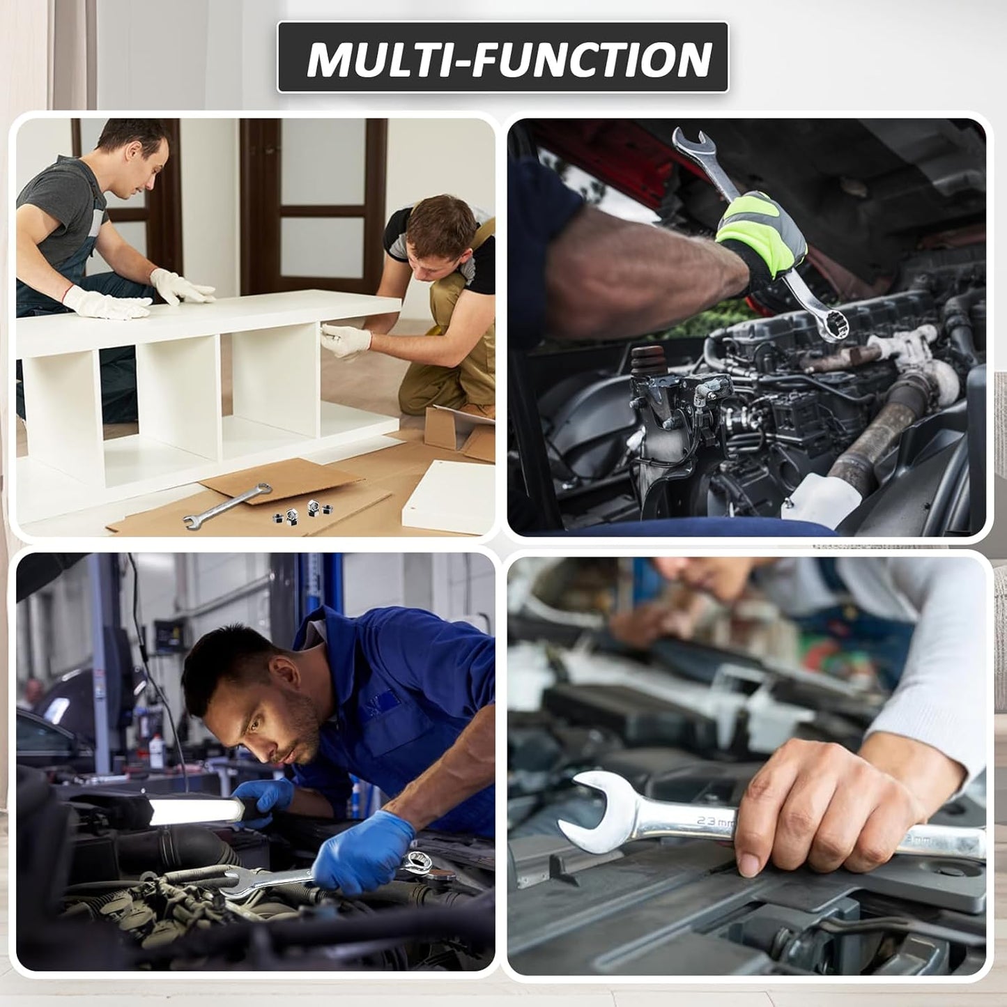 9mm Metric Wrench Industrial Combination Wrench with 12-Point Design Chrome Vanadium Steel Gear Wrenches