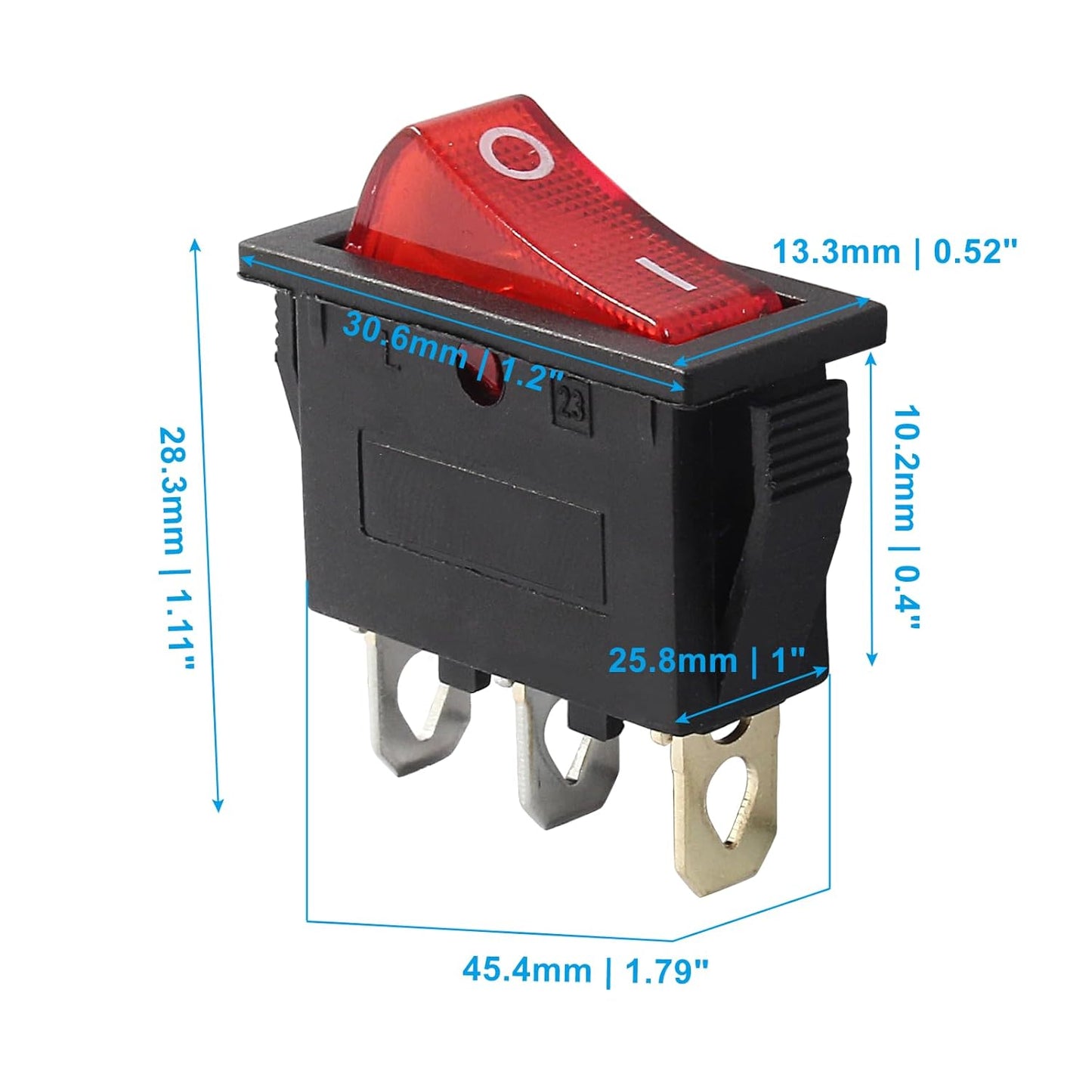 6 Pcs 2 Position 3 Pin SPST Boat Rocker On/Off Switch, AC 120V/10A 250V/16A Illuminated LED Boat Toggle Switch for Electrical Appliance (Red Light)