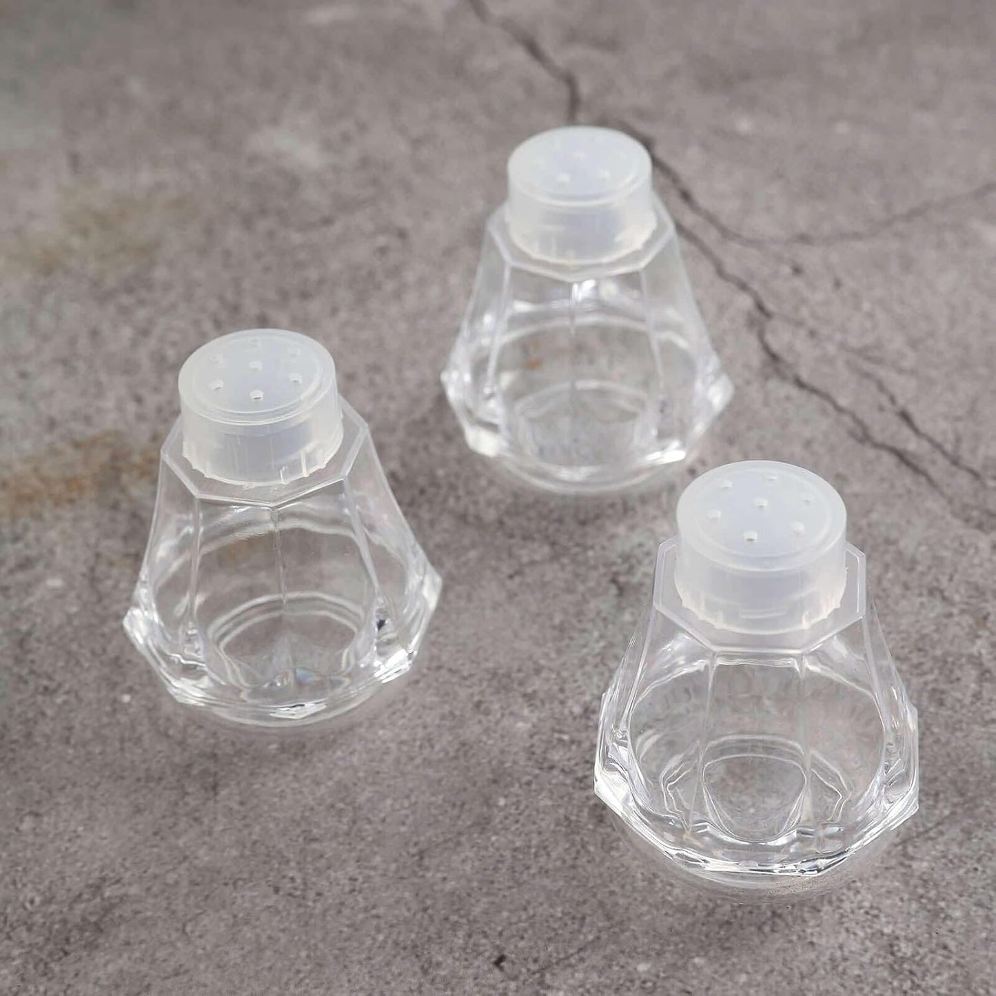 Efavormart 12 Pack 2" Clear Gem-Cut Plastic Salt and Pepper Shakers - Diamond Shaped Tabletop Favor Containers for Wedding Receptions, Parties and Formal Banquets