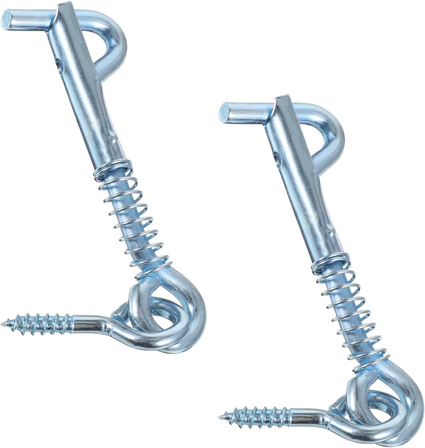 6 Pack Safety Hook and Eye Latch, 2 Inch Stainless Steel Spring Lock Gate Latch, Heavy Duty Rustproof Wire Gate Hook for Farm, Barn, Bathroom Doors, Family Security, Durable Outdoor Indoor Use