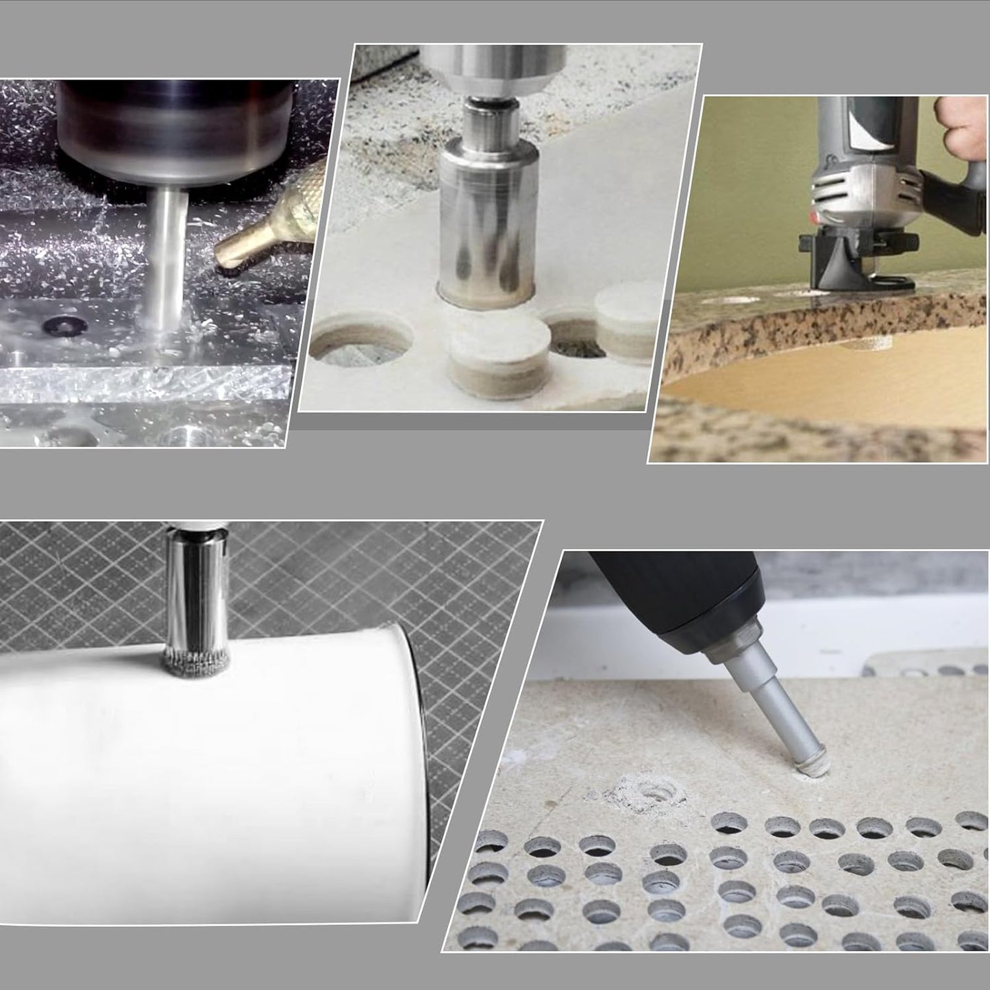 1/4" Diamond Hole Saw Drill Bits, 15PCS Glass Tile Holes Saw 1.1 inch Cutting Depth Glass Hole Saws Tile Holes Saws for Ceramic Marble Porcelain Tiles Granite Quartz