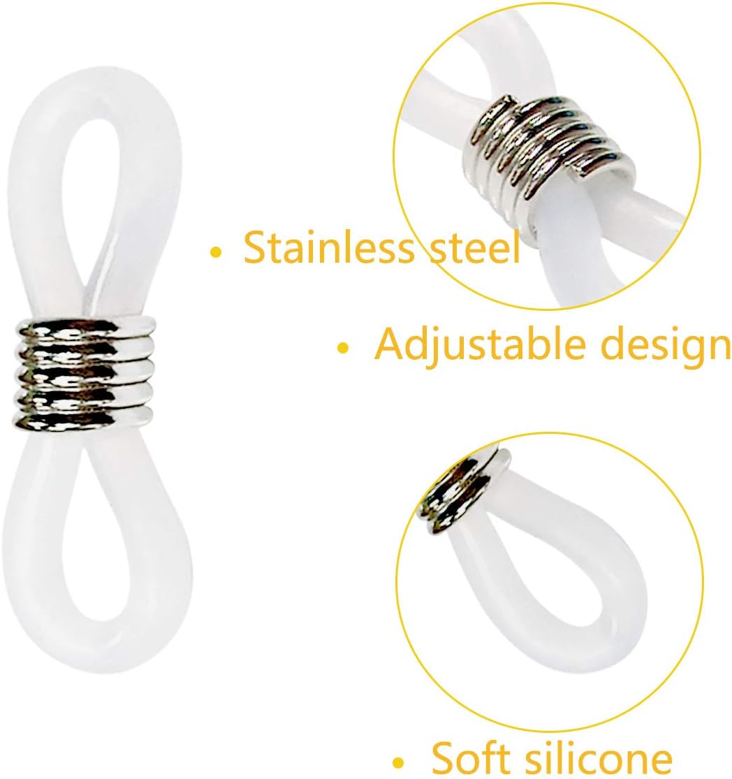 40 Pieces Eyeglass Chain Ends Adjustable Rubber Spectacle End Connectors for Eye Glasses Holder Necklace Chain