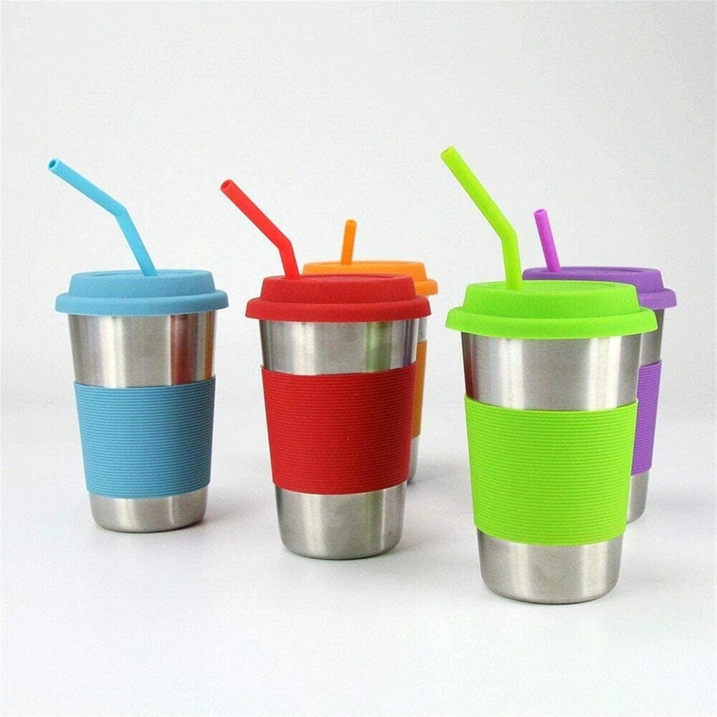 8 Pack Reusable Regular Size Silicone Drinking Straws with 1 Cleaning Brushes, Extra long Flexible Coffee Drinking Standard Size Straws for 20oz and 30oz Tumblers and Mason Jars