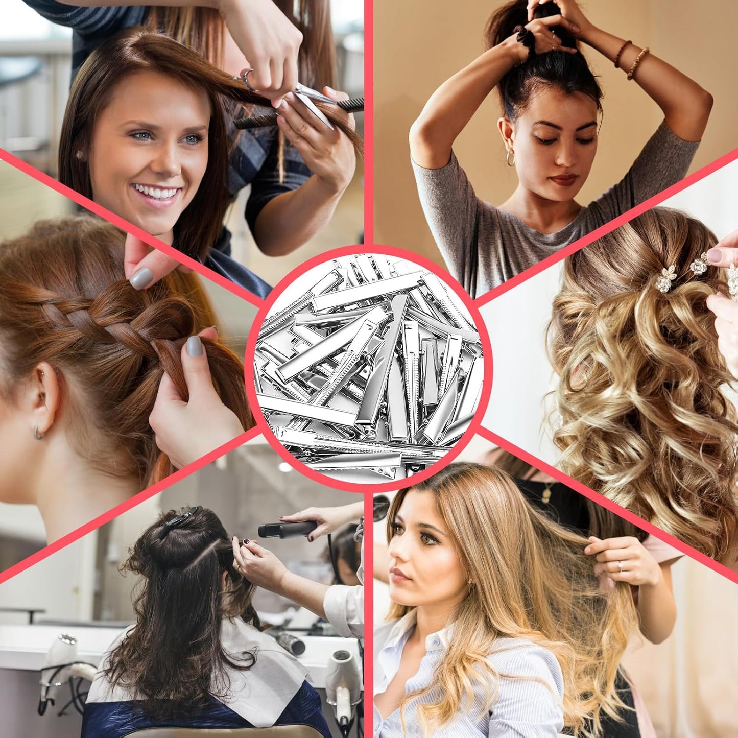 30-Pack Alligator Hair Clips - 3 Sizes (3" 2.2" 1.8") Large Metal Silver Hair Clips for Bow Making, Crafts, Salon Styling - Strong Hold Single Prong Hair Grip for Women & Girls Hairdresser