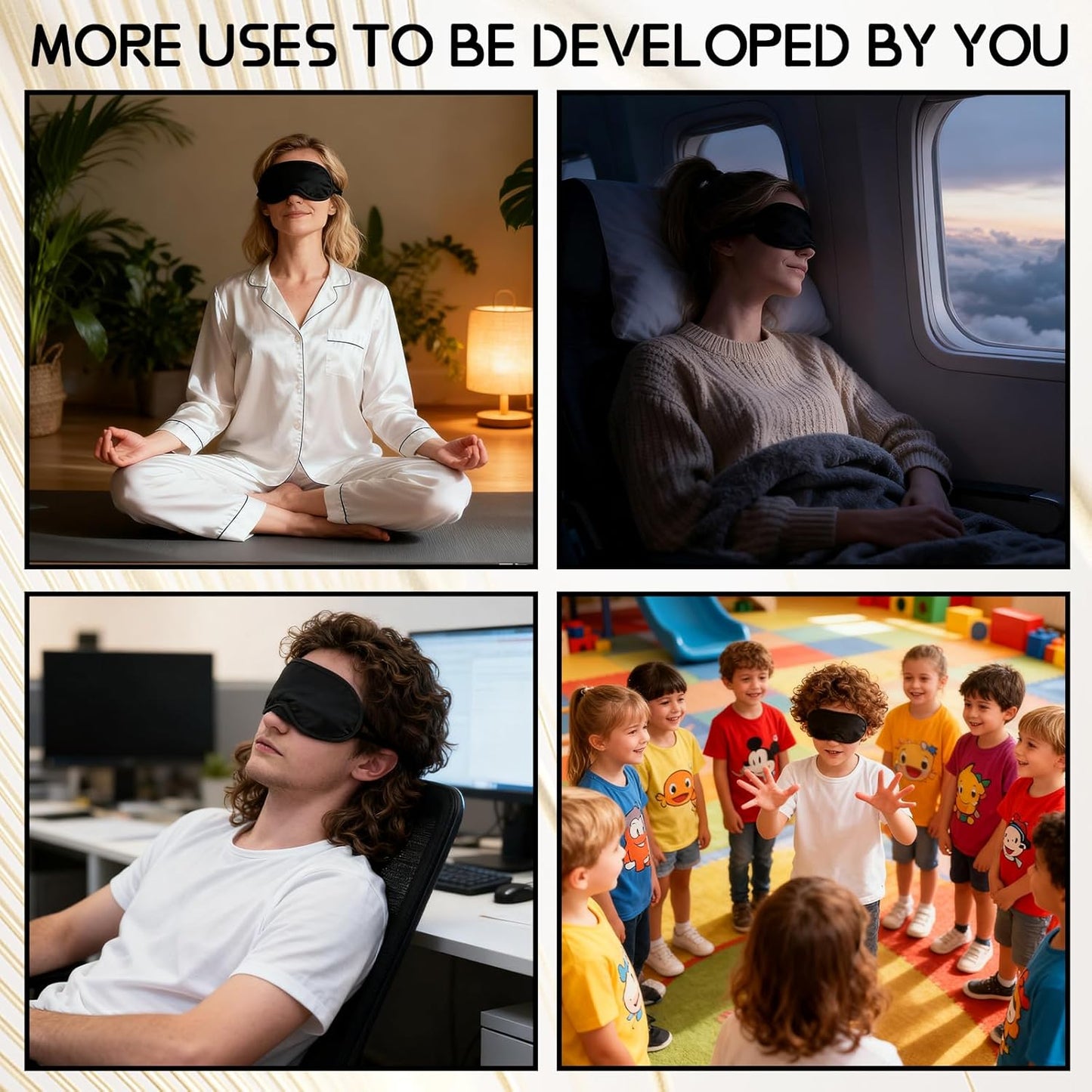 8-Pack Blindfold Sleep Mask for Party Games Travel Sleep Team Build Party Supply - Eye Covers for Sleeping with Adjustable Strap - Sleeping Masks for Women Men, Black