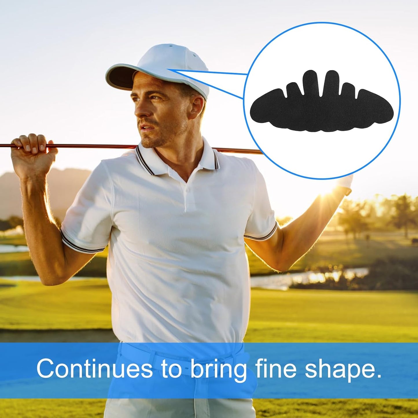 8PCS Baseball Caps Inserts - Flexible Hat Sweat Liner - Washable & Reusable Felt Hat Liners -Sweat Protection Hat Shaper Insert Stiffener - Supports Brim & Crown Black