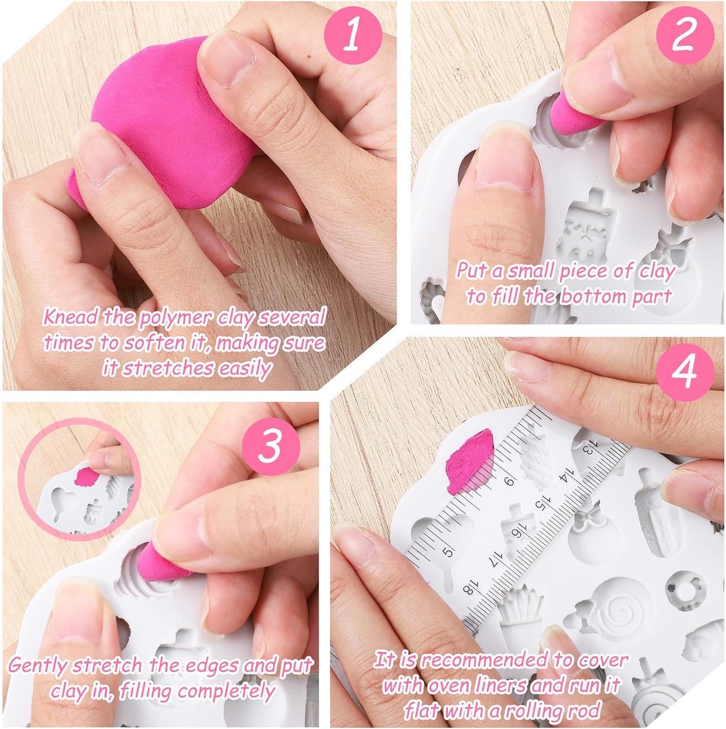2Pcs Polymer Clay Molds for Jewelry Making Set,Silicone Air-Dry Clay Molds for Making Candy Lollipop Donut