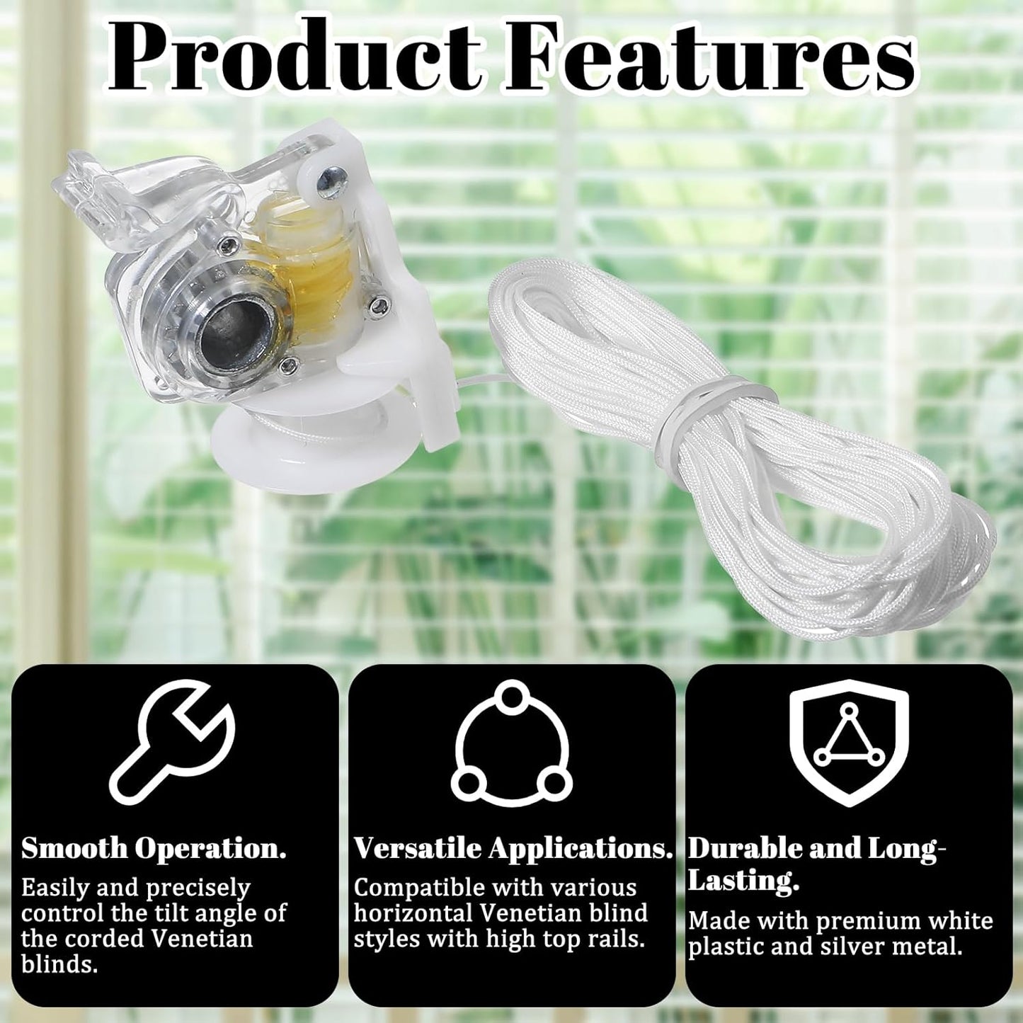 Vin Beauty Blind Tilt Mechanism Replacement Tilt Mechanism for Hexagonal Rod Horizontal Blinds with Transparent Thin Line and Curtain Accessories