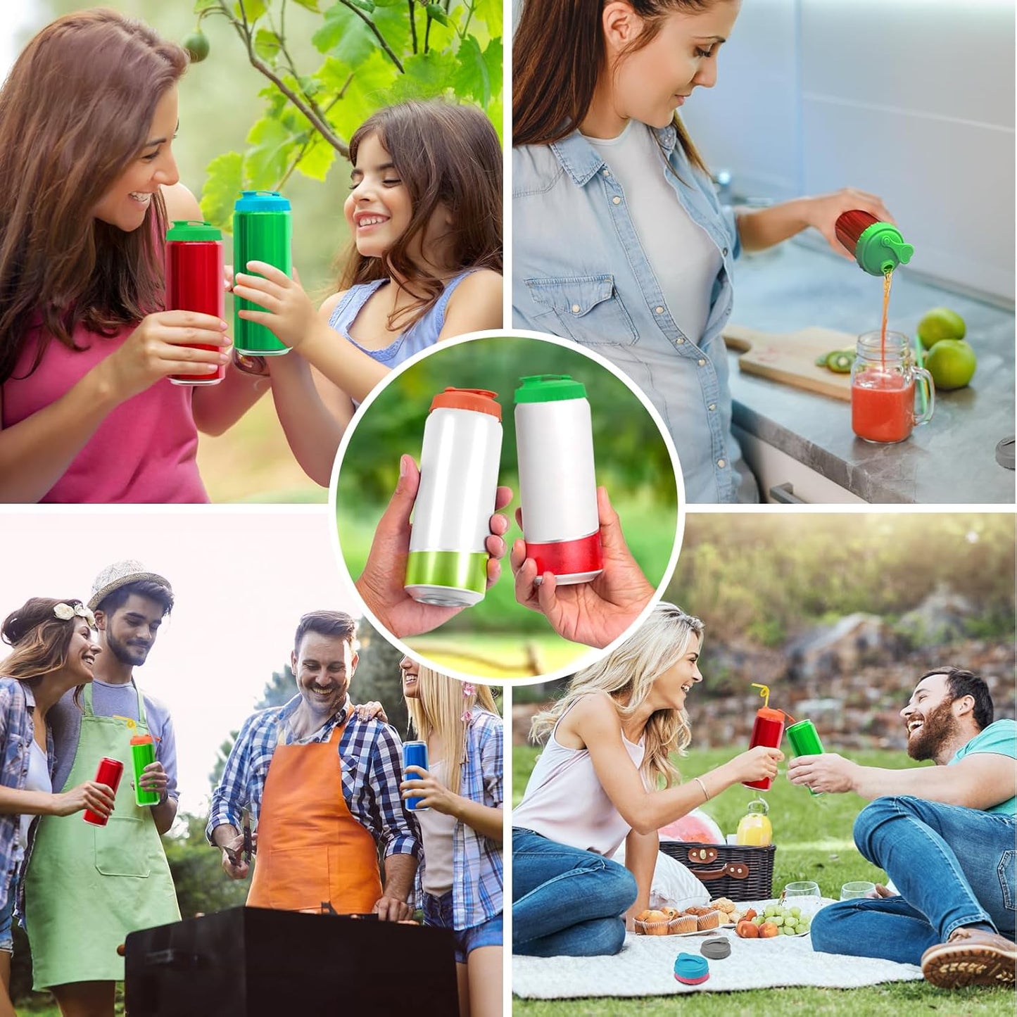 Silicone Soda Can Cover Lids, Pop Can Covers with Resealable Nozzle 6 Pack, BPA Free Stopper and Protector Reusable Beer Can Covers for Soda Fits Standard Cans
