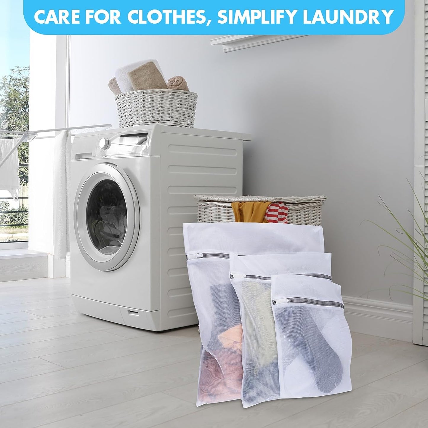 Mesh Laundry Bags for Delicates, 3 Pack Laundry Bags Mesh Wash Bags in 3 Sizes(1 Large, 1 Medium, 1 Small), Durable and Gentle Lingerie Bags for Washing Delicates, Garment Bag for Washing Machine