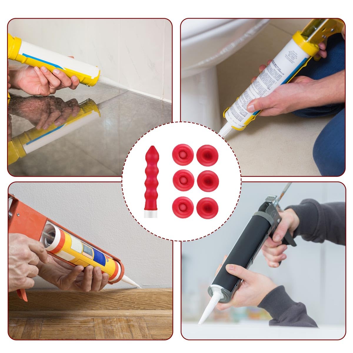 20 Pack Caulk Saver Caps - Seal and Preserve Open Caulking Tubes Red