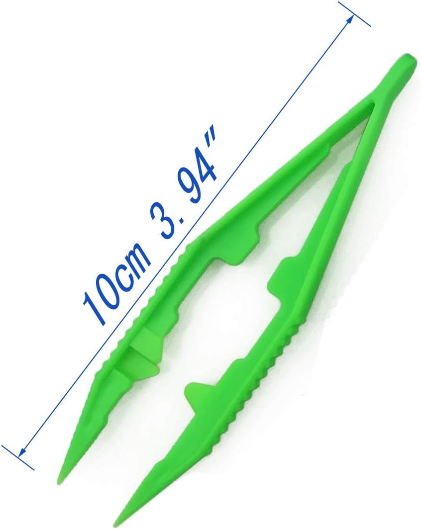 Three-Color Plastic Fuse Beads Tweezers Handmake Crafts, Manual DIY Creative Craft Game Tool for Kids(1 Pack of 6 Tweezers,White,Green,Blue)