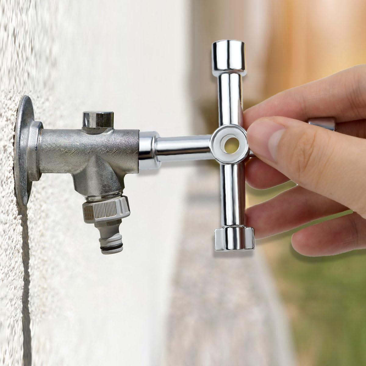 Triangle Multi-functional Sillcock Key 4 Way Square Wrench Water Utility Steel Tool for Electric Gas Meter Box Cupboard Cabinet Opening Spigots Faucet Valve 2 Paack Cross