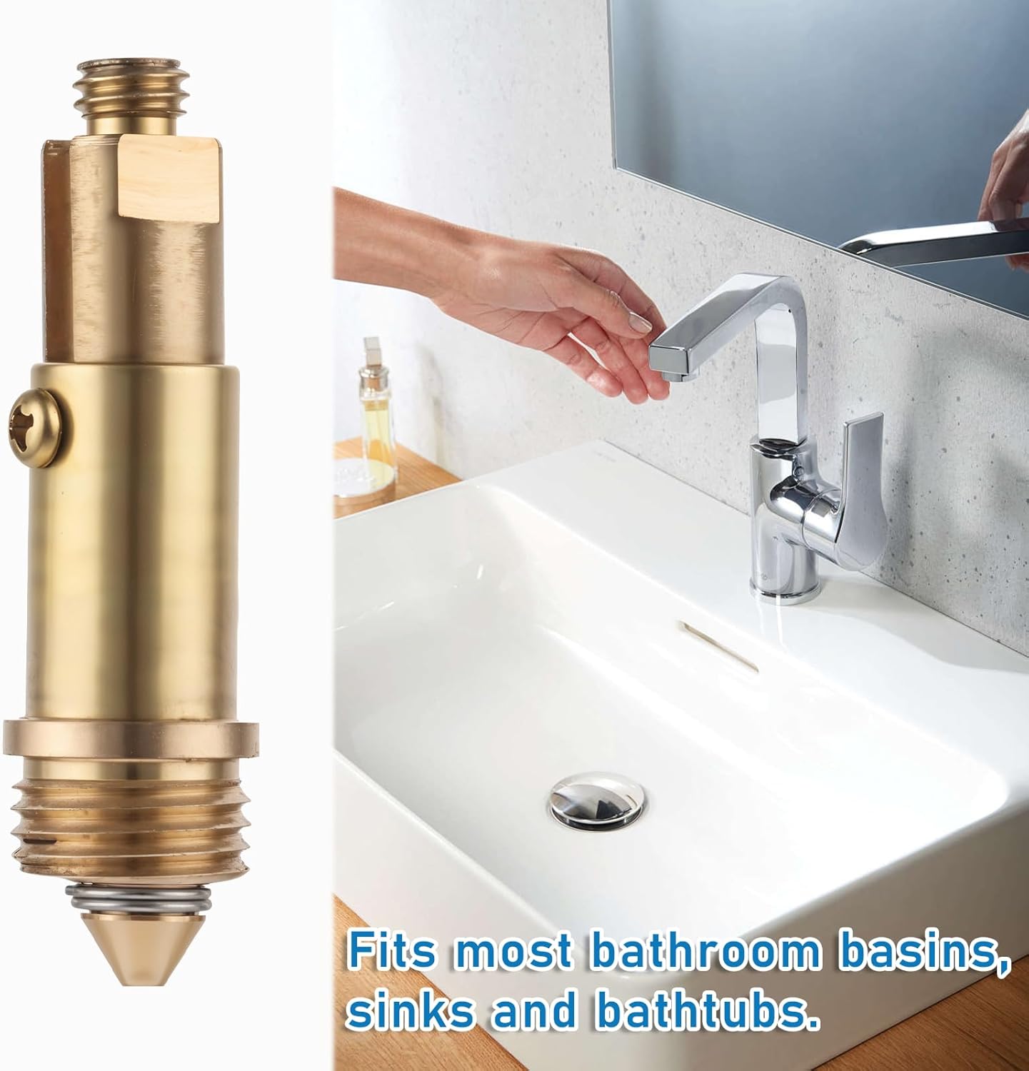 2 Pcs Basin Sink Clicker Pop Up Tub Drain Stopper Sink Pop Up Stopper Pop Up Bolt Basin Bath Sink Drain Click Clack Replacement Plug Bolt Spring Brass Push Spring Plug for Most Sink Tub Basin Drain