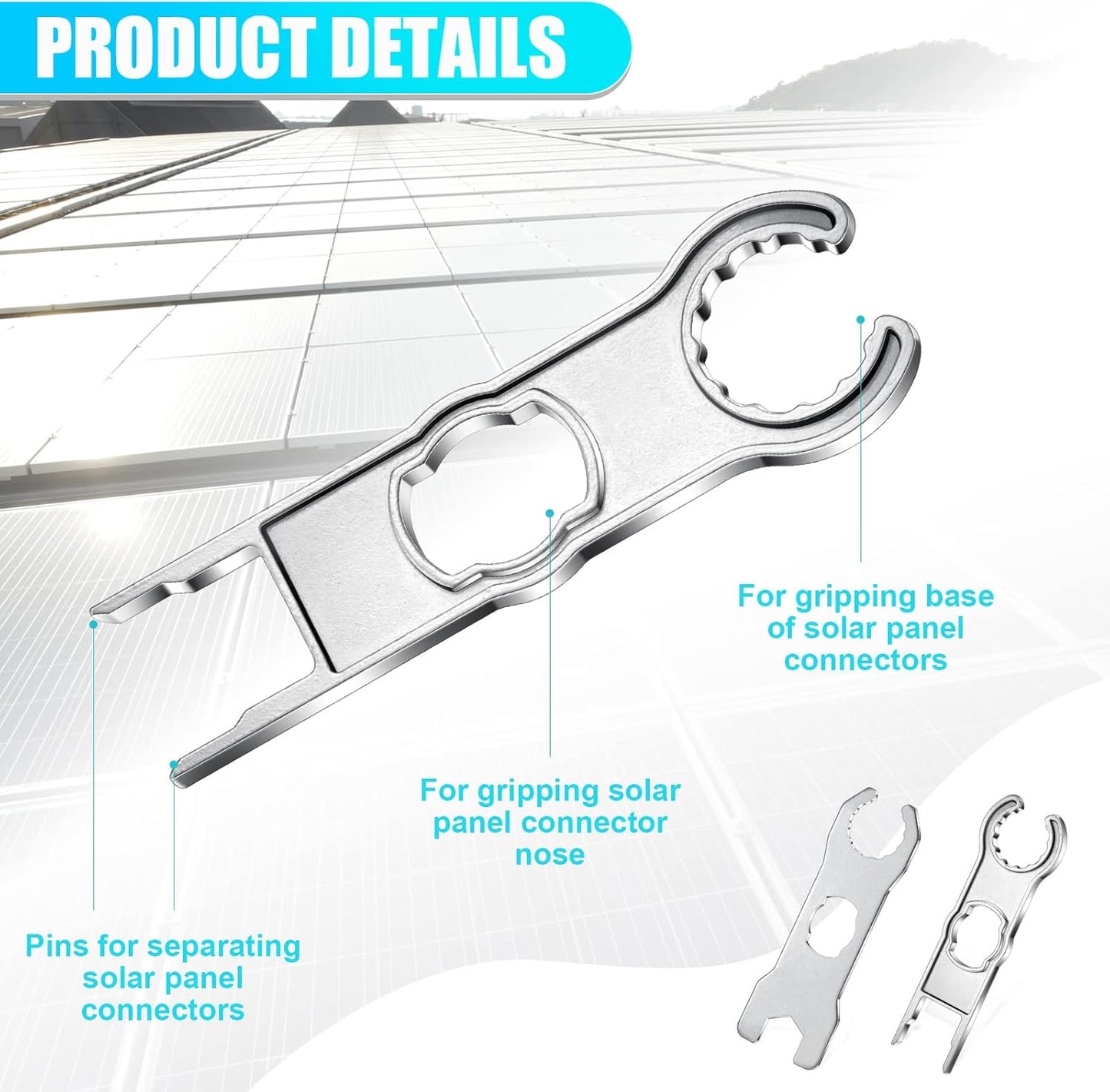 Landhoow 6 Pcs Solar Panel Connector Tool Solar Metal Spanner Wrench Solar PV Disconnect Removal Tools Crimping Tool for Solar Panel Cable PV System Wire and Connectors, Assembly and Disassembly Kit