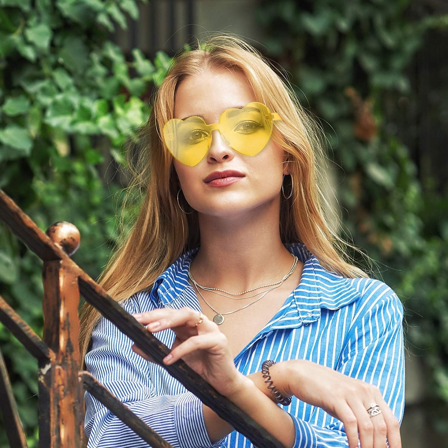 Maxdot Heart Shape Sunglasses Rimless Transparent Heart Glasses Colorful Party Favors