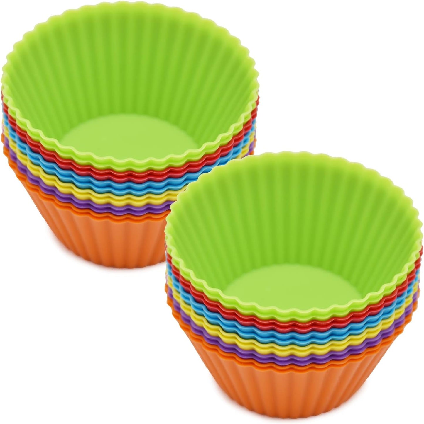 Silice Cupcake Baking Cups 24 Pack, Reusable & N-stick Muffin Cupcake Liners Holders Set for Party Halloween Christmas, Easy Clean Pastry Muffin Molds(Pack of 24,Multicolor)