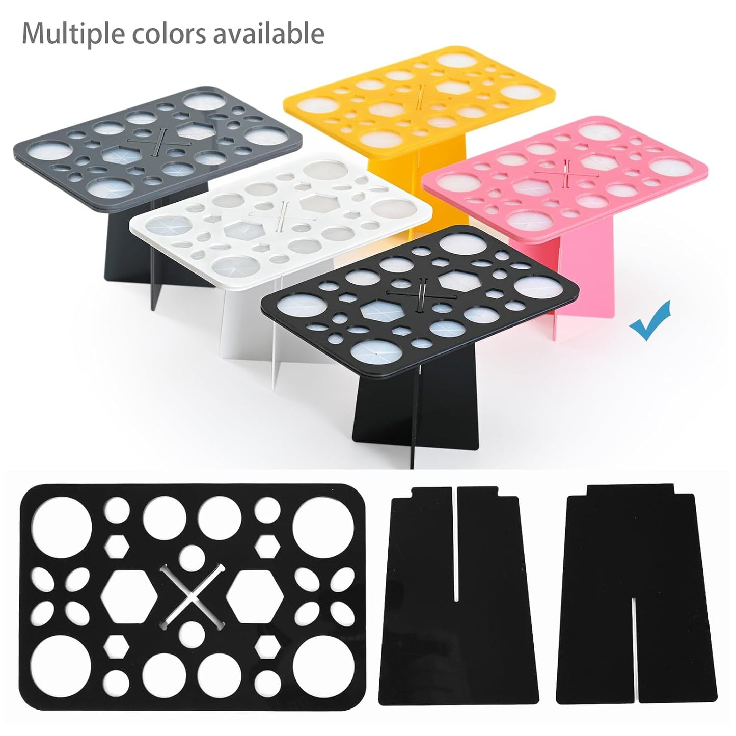 Acrylic Drying Rack for Brushes, Collapsible Stand with 28 Slots Nail, Paint, and Makeup Brushes – Black, Unisex, Ideal Artists Enthusiasts Black