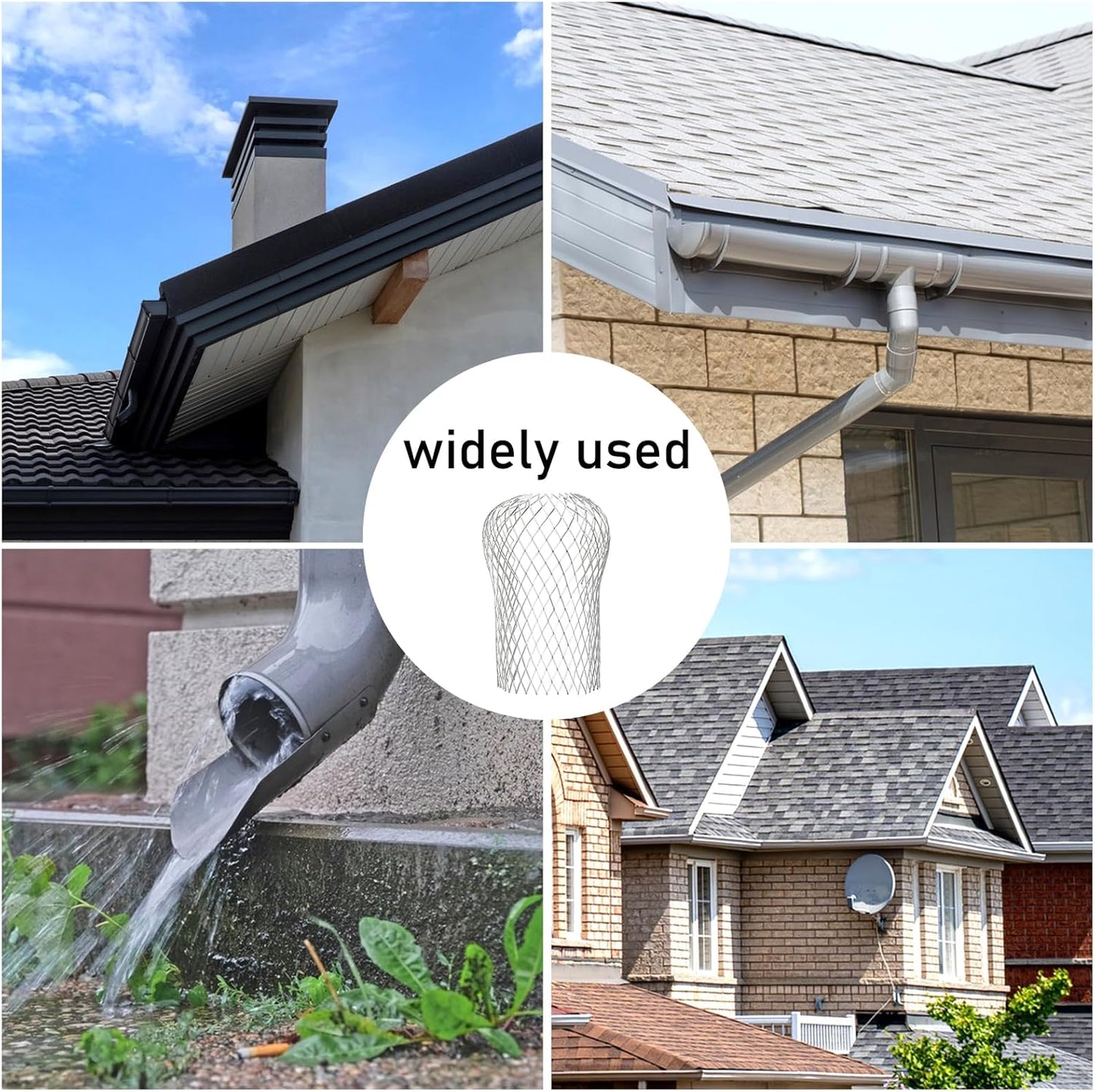 CONLI 8 Pack Gutter Guard, 3.5 Inch Expandable Aluminum Downspout Filter, Leaf Guards for Gutters, Gutter Downpipe Guard for Preventing Blockage from Leaves, Debris