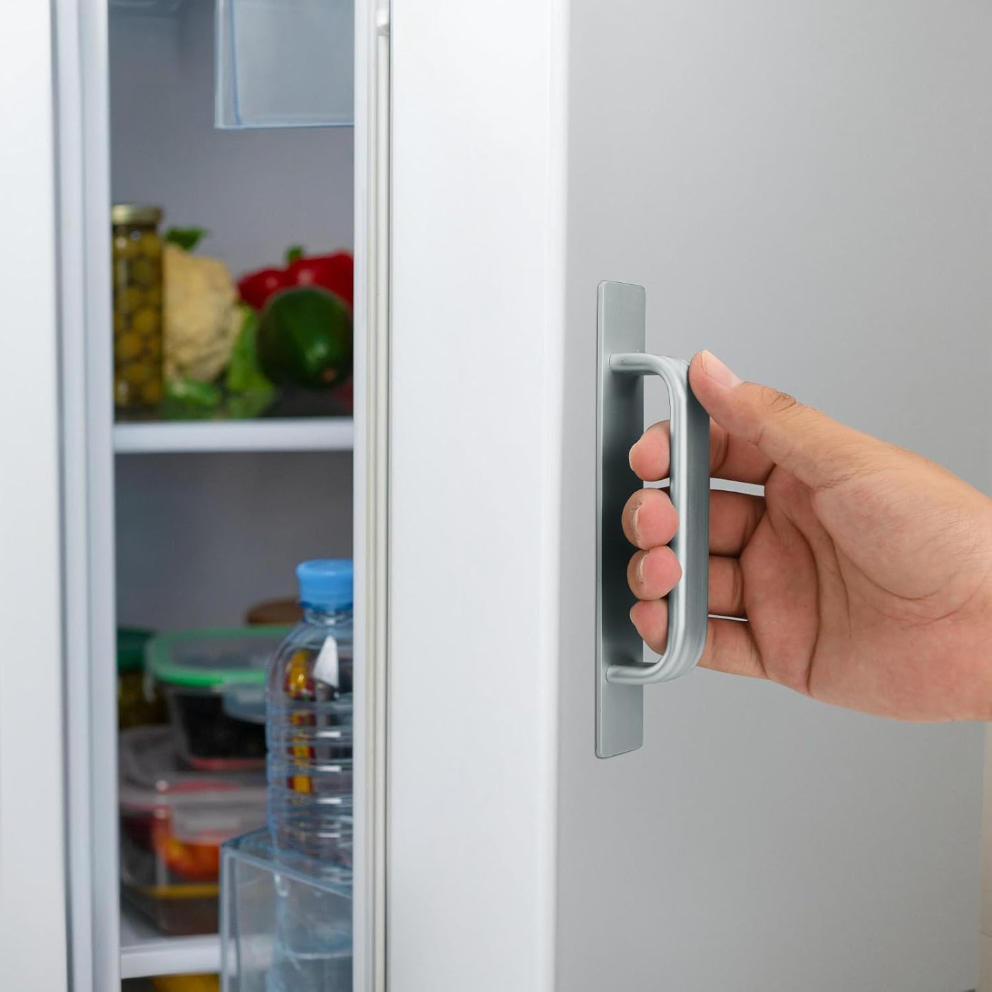 Homakover 1 Pair Refrigerator Door Handle with Adhesive Tape, Replacement Fridge Pull Handle for Fridge, Microwave ovens, dishwashers, Washing Machines, dryers, Metal Garage Door (Grey, 5.9Inch)