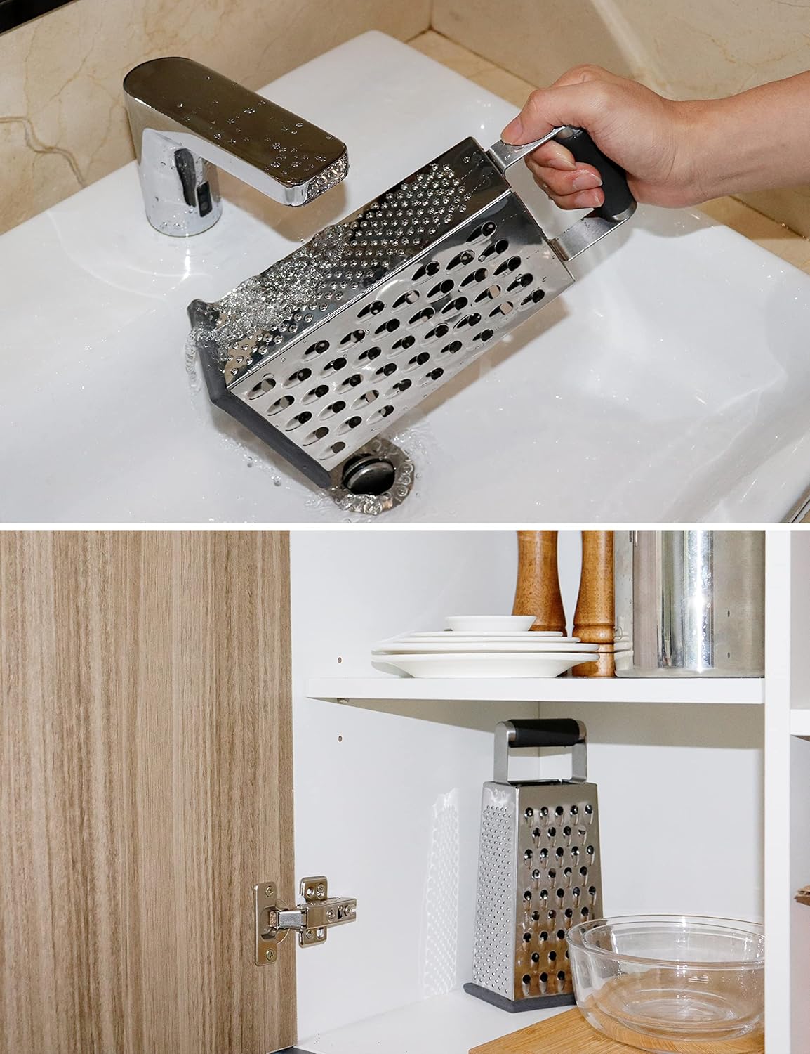 Cheese Grater, Box Grater for Cheese Stainless steel Vegetable Slicer Food Shredder 4-sided Convenience for kitchen