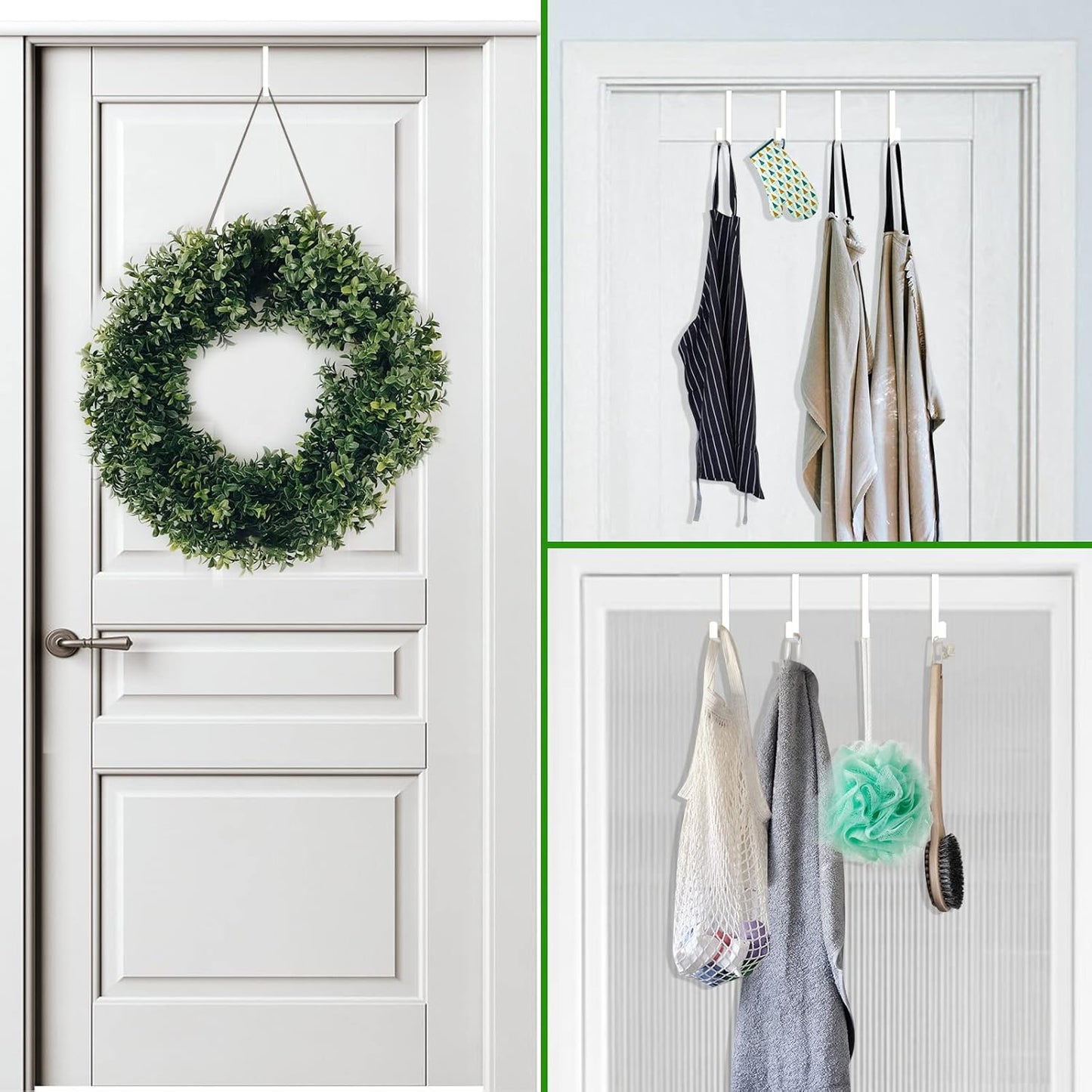 Over The Door Hooks 10 Pack, Z-Shaped Door Hanger Hook Fits The 1 3/8" and 1 3/4" Door Widths, Reversible Metal Door Hooks for Hanging Clothes, Coats, Towels, Shoe Organizers (White)