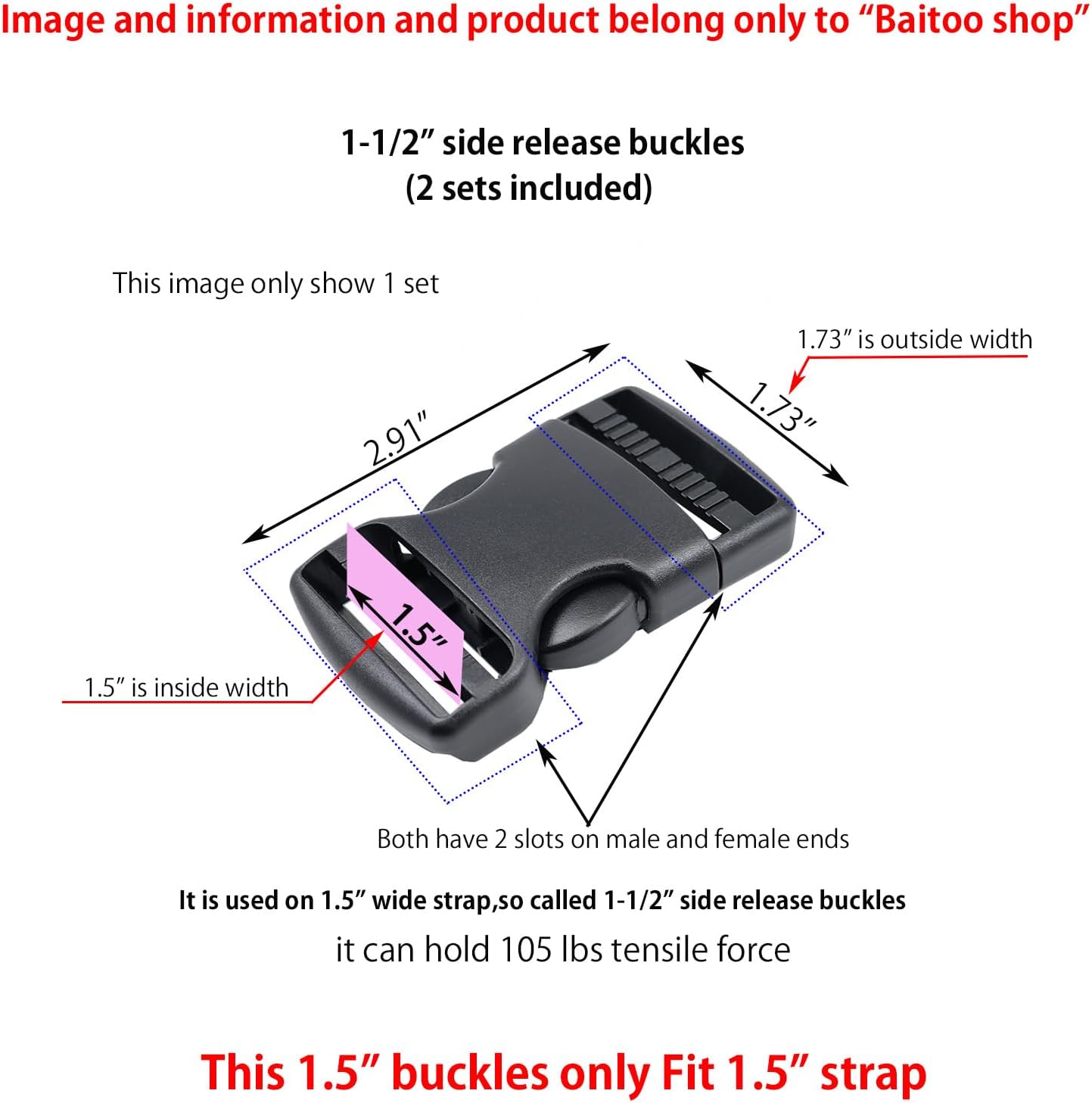 Side Release Buckles 5/8,3/4,1,1-1/4,1-1/2,2 inch Heavy Duty Plastic Buckle Clips Snaps Backpack Buckle Replacement